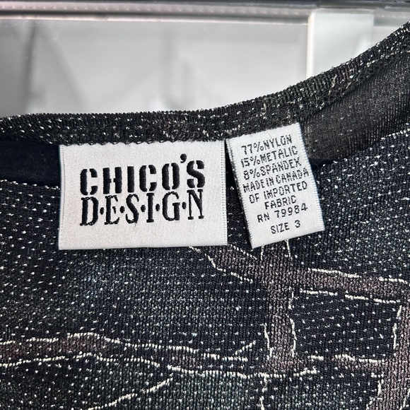 Chico’s Design Women’s Metallic Top Size 3 - Picture 3 of 6